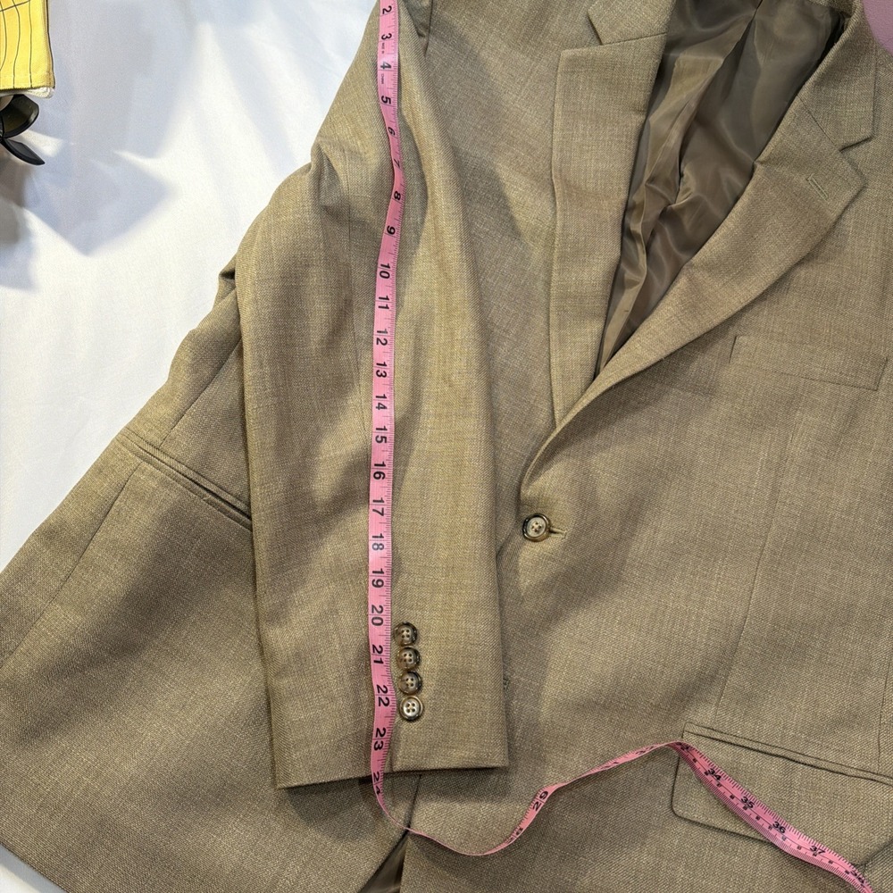 Lauren Ralph Lauren Blazer Vintage 46 R Carmel Polyester Suit Jacket Sport Coat - Picture 14 of 14